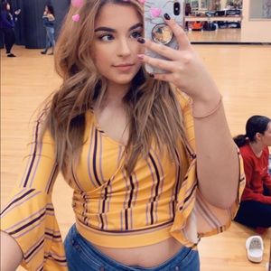 Yellow bell sleeved cropped blouse